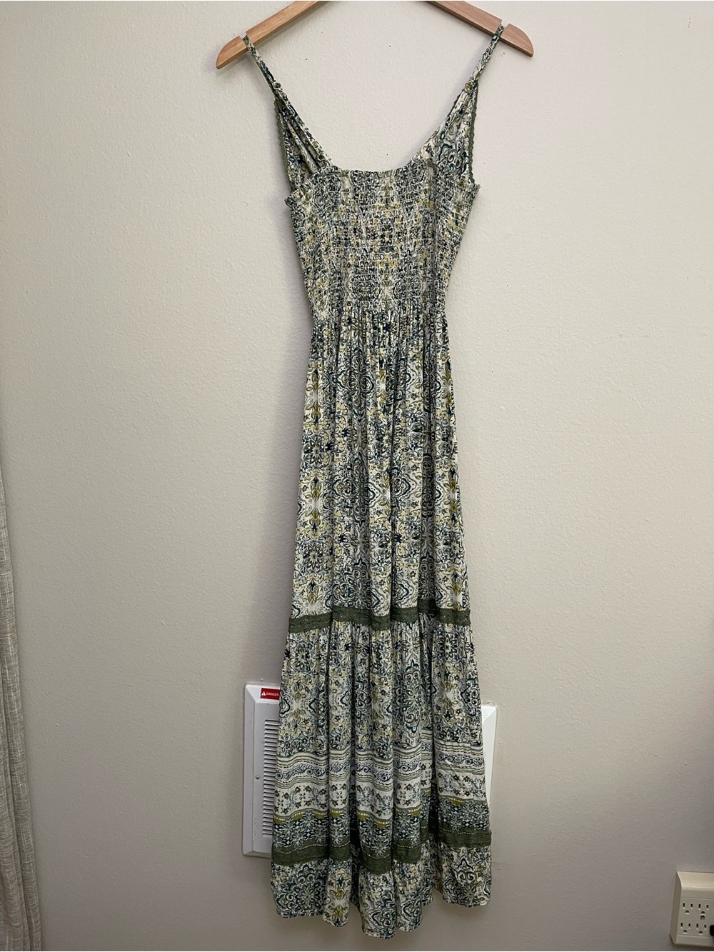 Angie Paisley Floral Tiered Maxi Dress Cottagecore Boho Size Small Coastal - Picture 4 of 9